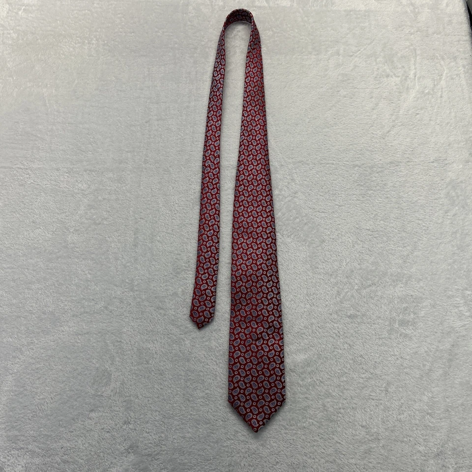 Corbata para hombre The Savile Row roja azul cachemira 3,5”x 58” 100 % seda pura Foto 2 de 4