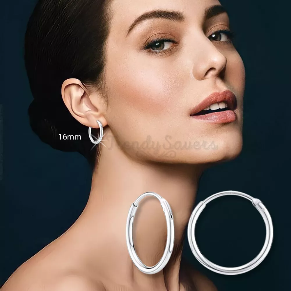 Silver plain hoop earrings outlet