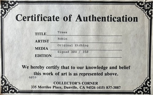 Leopold Robin - original, signed, limited, framed etching "Trees" with COA - Picture 8 of 8