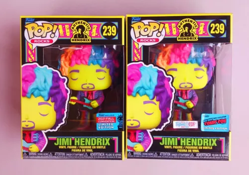 Two Funko Pops! Rocks Jimi Hendrix #239 Black Light 2021 NYCC Festival Of Fun