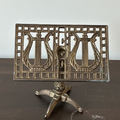 Vintage Messing Metall Notenbuch Fotoständer Tischplatte Ständer MCM - Bild 4 von 10