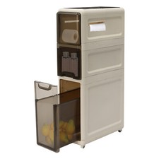3Tiers Bedroom Plastic Storage Cabinet Floor Mount Toilet Rolling Cart Organizer