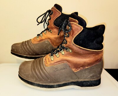 Simms Felt Bottom Fly Fishing Wading Boots Mens Size 9 Brown Leather Shoe