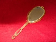 Vintage Decorative Handheld Double Sided 12" Oval Vanity Mirror - Art Decco