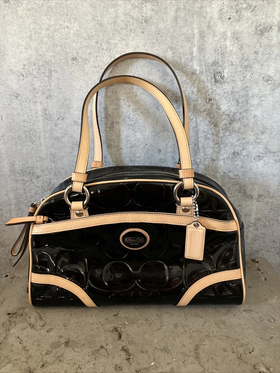 Coach Peyton Black Embossed Patent Satchel Near Mint Condition No