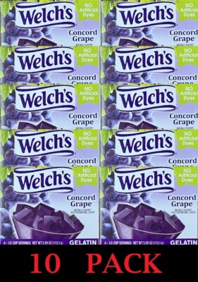 10x Welch's CONCORD GRAPE Jello Gelatin Dessert 3.99 oz Box NEW - 10 PACK
