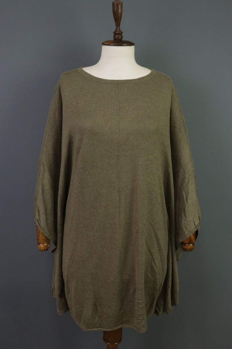 Ralph Lauren Brown Long Sleeve Cashmere Knit Lagenlook Sweater Dress Size M