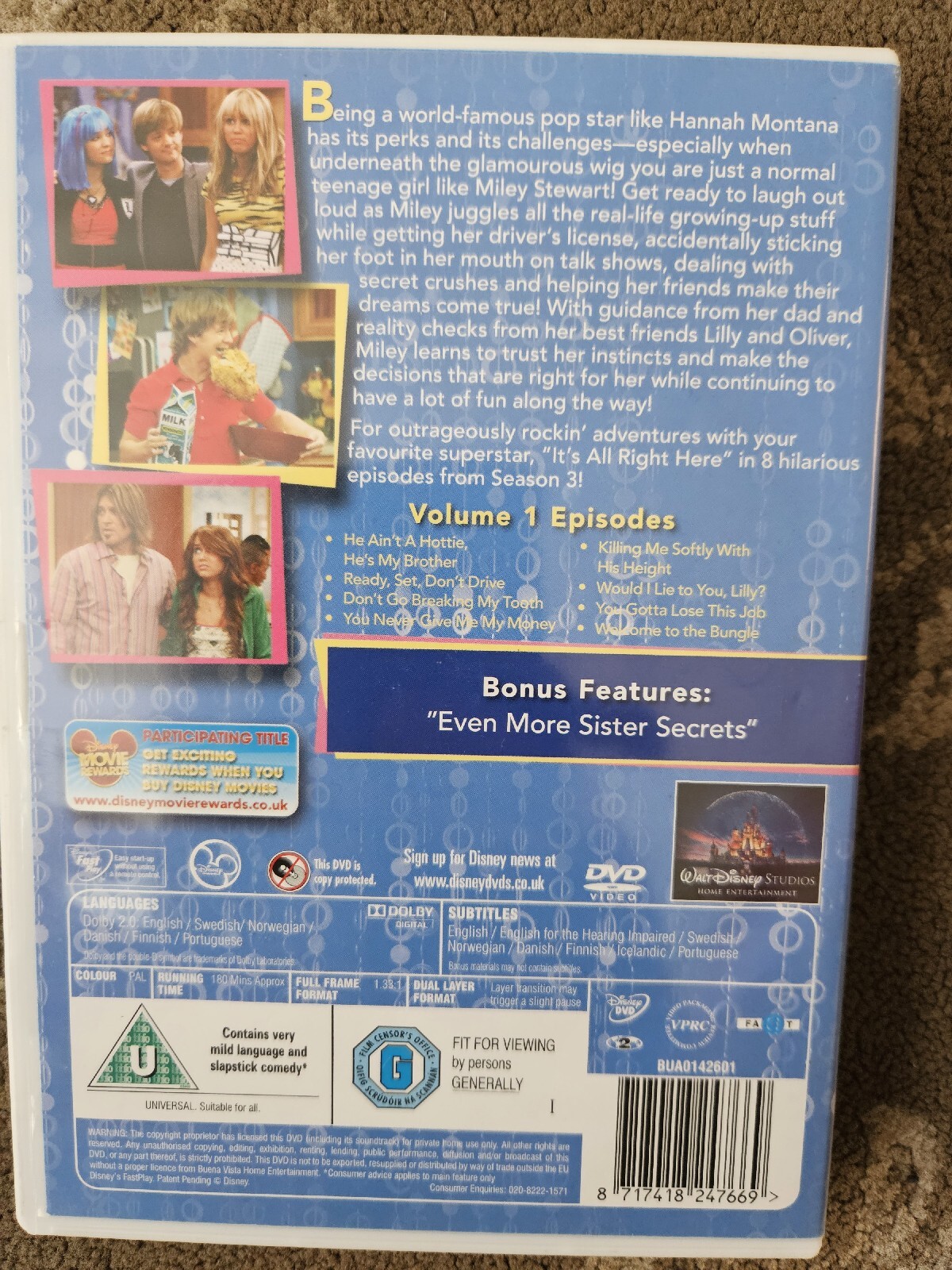 DISNEYS HANNAH MONTANA IT'S ALL RIGHT HERE SEASON / SERIES 3 VOLUME 1