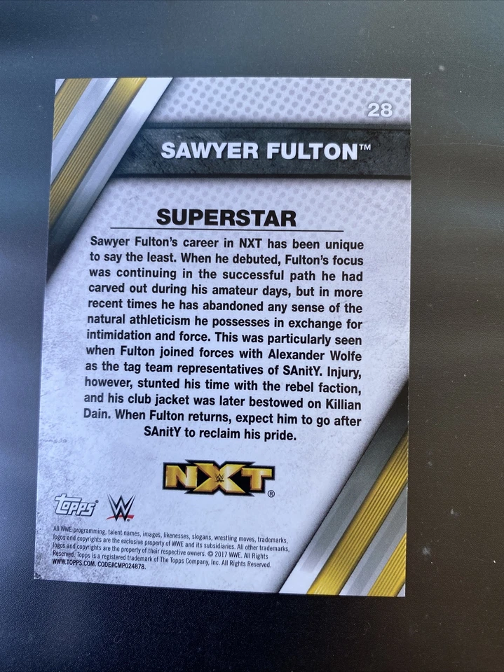 WWE 2017 NXT Sawyer Fulton #28 Rookie Gem-Mint card - Image 2 of 2