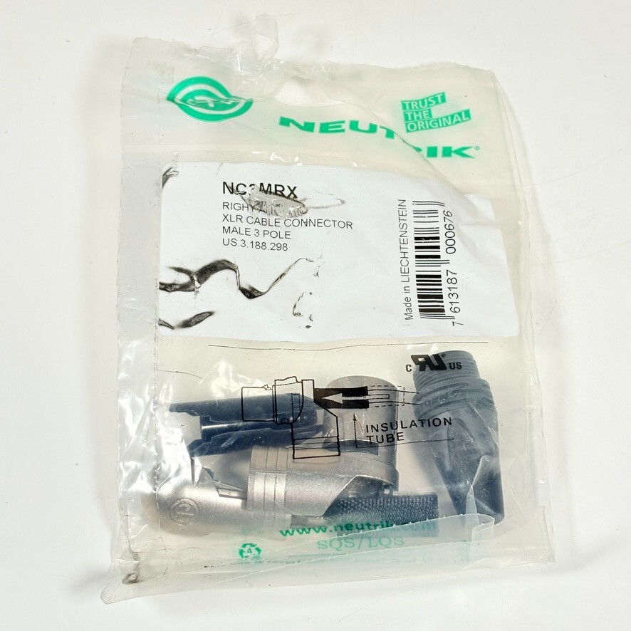 NC3MRX Male 3 Pin XLR Right Angled Line Connector - NEW