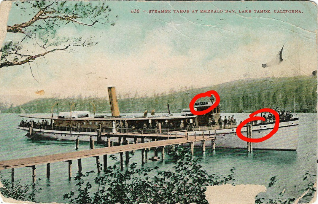 Steamer "TAHOE" at Dock, McKinney's Resort? TAHOMA? LAKE TAHOE