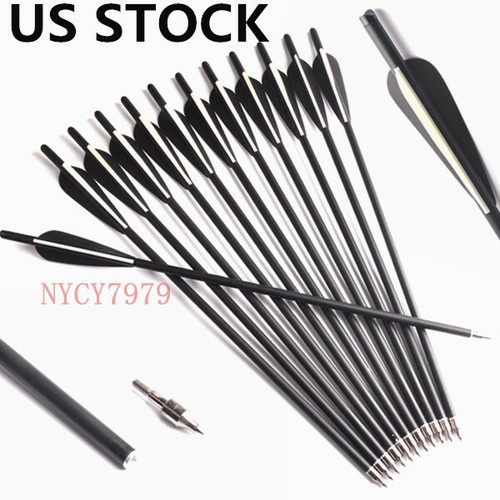 12Pcs 20'' Diameter 8.8mm Crossbow Carbon Arrows For Hunting Target Shooting - Picture 2 of 9