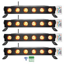  4 Rockville BEST STRIP 60 Black Rechargeable Wash Light Bars w/Wireless DMX