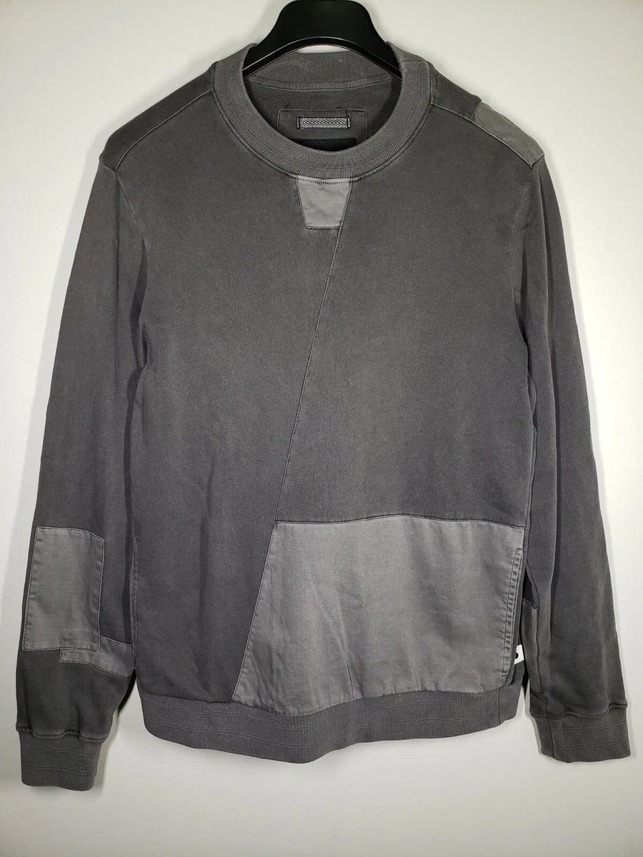 NWT Madison Supply Men's Mix Media Patchwork Panel Sweat Shirt Size Medium Grey
