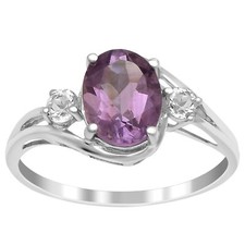 Solitaire Accents 925 Silver 2.50 Ctw Amethyst Gemstone Wedding Ring