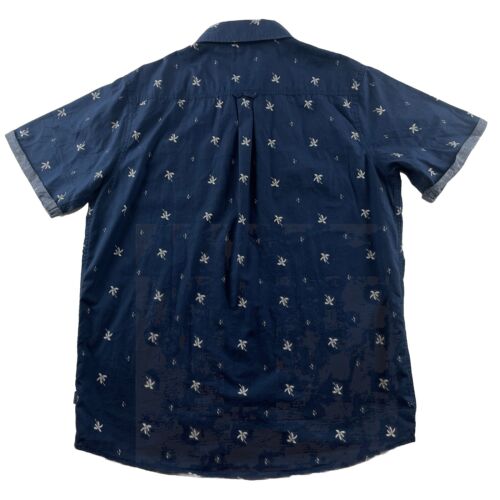 Rip Curl Short Sleeve Shirt Men Size Large Blue Palm Trees Casual Dress - Picture 2 of 10