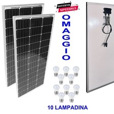 KIT FOTOVOLTAICO 2 KW PANNELLI 2 X 250W 500W CAMPER NAUTICA ACCUMULO PER BATT...