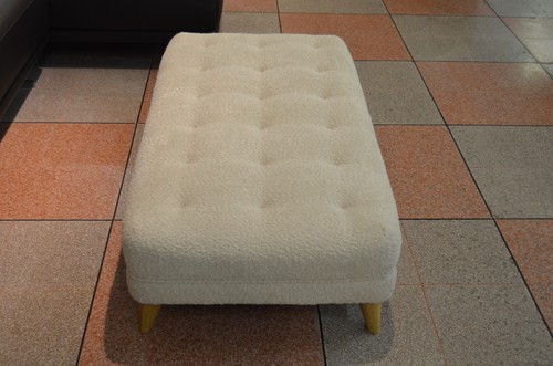 Laze Footstool Large Ottoman Foot Stool in Teddy Oat Fluffy Fabric - Picture 9 of 14