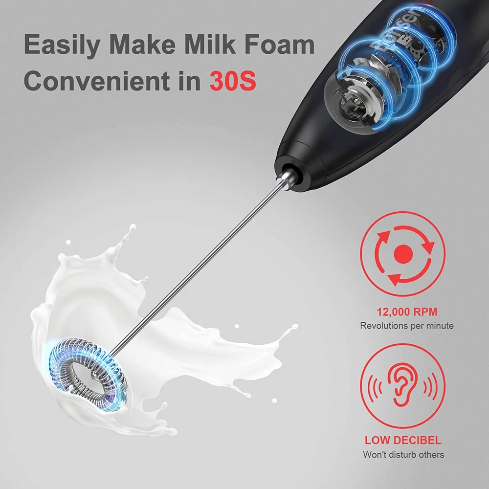 Milk Frother Handheld, Automatic Milk Foam Maker Hand Frother for Coffee, Matcha