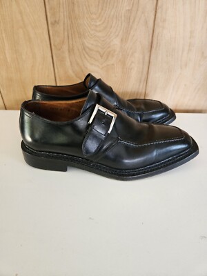 Santoni Black Leather Single Buckle Dress Shoes 5413 01 F 8 Triple Sole Santoni Black Leather Single Buckle Dress Shoes 5413 01 F 8  main image 2