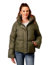 Roper Western Jacket Womens Hood Puffer Green 03-098-0693-6192 Gr