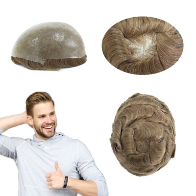 Human Hair Replacement System for Men Thin Poly Skin Toupee Hairpieces BIO #20R
