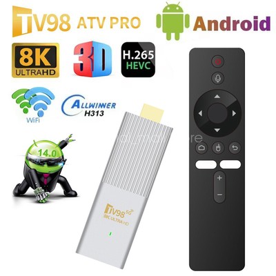 Android 14 Dual WIFI TV Stick 8K 3D Voice Assistant TV Box Stream Media Player