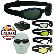 Bikershades Motorcycle Folding Goggles Men Women - Smoke, Clear or Yellow Lenses