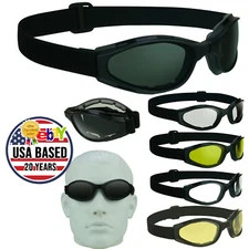 Bikershades Motorcycle Folding Goggles Men Women - Smoke, Clear or Yellow Lenses