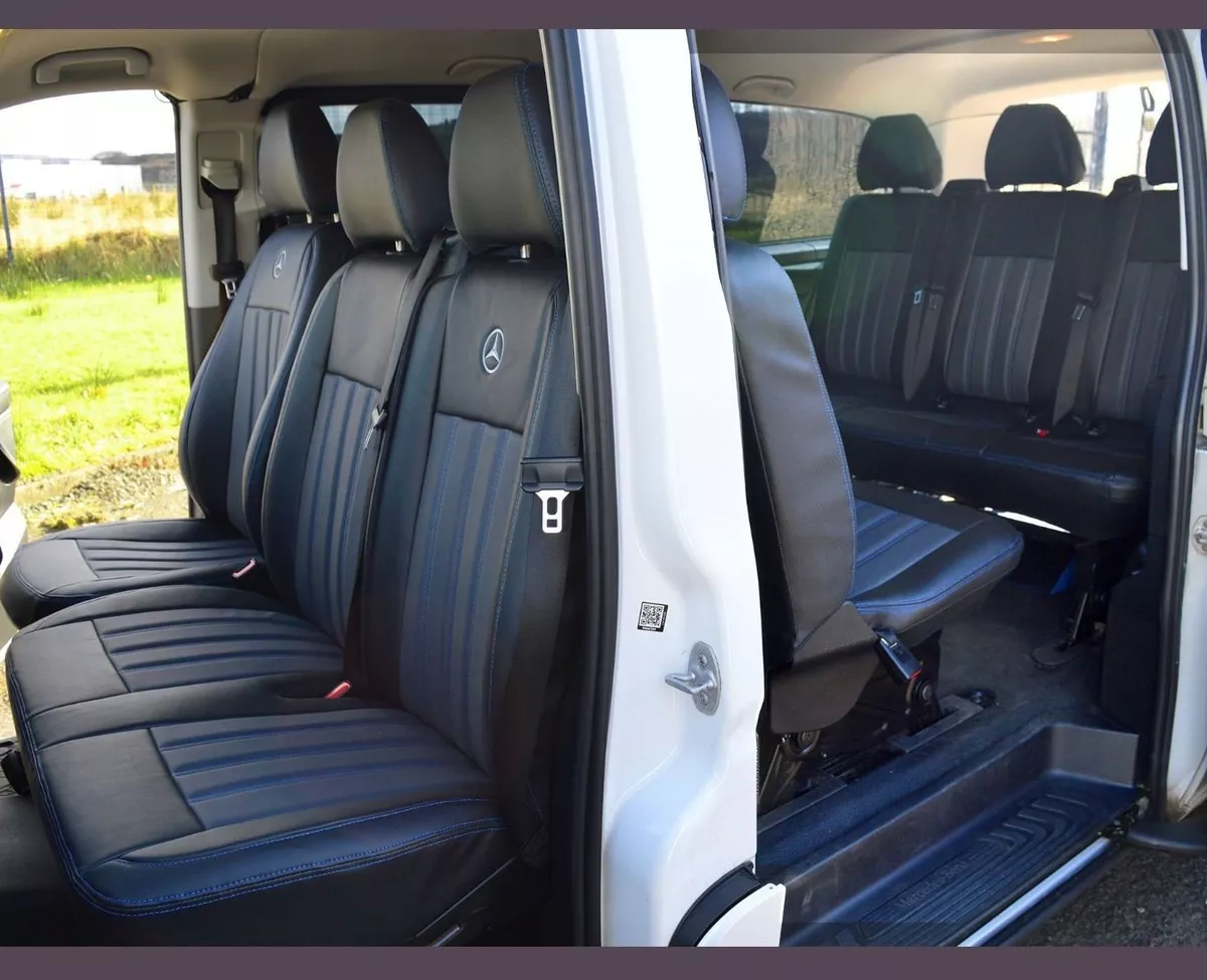 Mercedes Vito W447 9 Seater Waterproof Tailored Van Leather Look Seat  Covers