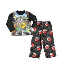 Boys Pokemon  Friends 2 Piece Pajama Set, Pants  Long Sleeve - Black - Size 4