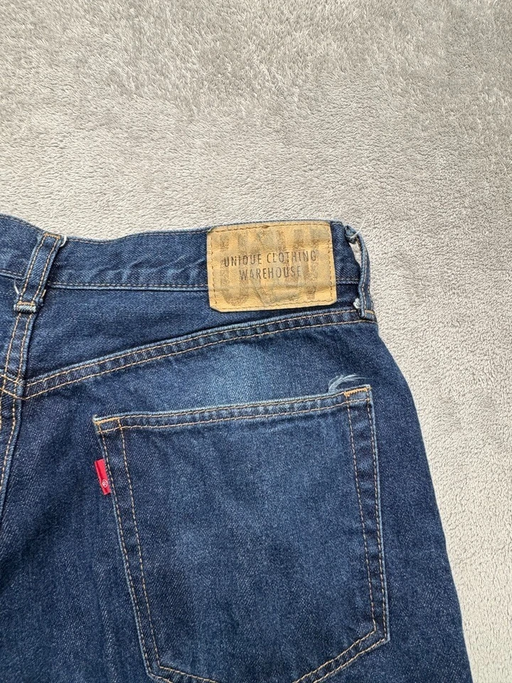 Unique Clothing Warehouse Straight Jeans Mens Blue Measured 32x27 Denim Baggy - Image 3 of 4