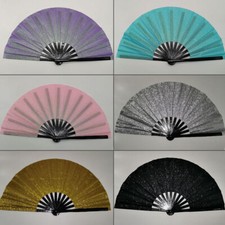 Shiny Bamboo Folding Fan Chinese Bling Dance Hand Fan Home Wedding Party Decor