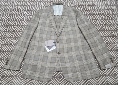 NWT Corneliani Blazer Mens (46'' Chest) 58 6R Check Plaid Silk Wool Linen Jacket