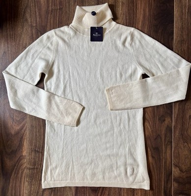 Aquascutum cremefarbener Rollkragenpullover aus 100 % Kaschmir neu mit Etikett Größe M (UK-Größe 8 10)
