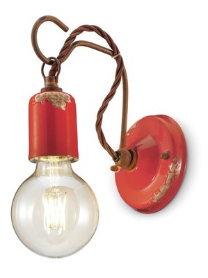 Wandlampe Keramik Industrial B: 11 cm Handarbeit E14 Rot Wand Leuchte innen