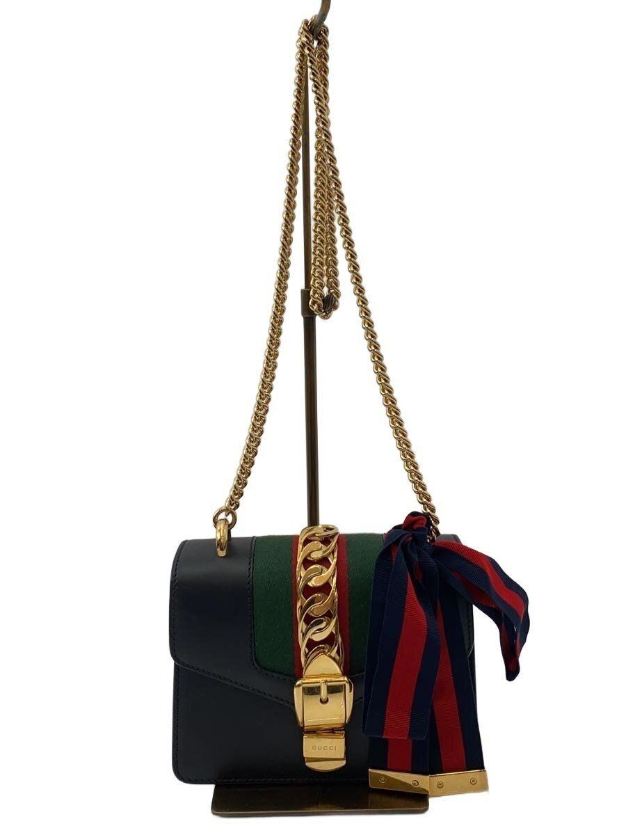 GUCCI shoulder bag leather Black plain 431666 Used