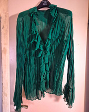 Taifun Damen Bluse Grün Gr. 42 V-Ausschnitt ...