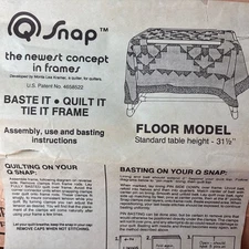 Quilters Floor Quilt Frame Adjustable Lightweight PVC Dritz-QSnap Floor Model