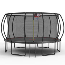 14FT Pumpkin Trampoline for Garden Black/Red Galvanized Steel Frame W-Shape Legs