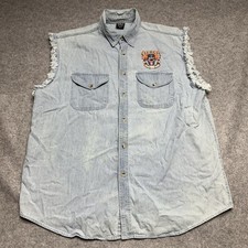Sturgis Cut Off Vest Mens 2XL Blue Jean 2008 Motorcycle Black Hills Rally Y2K