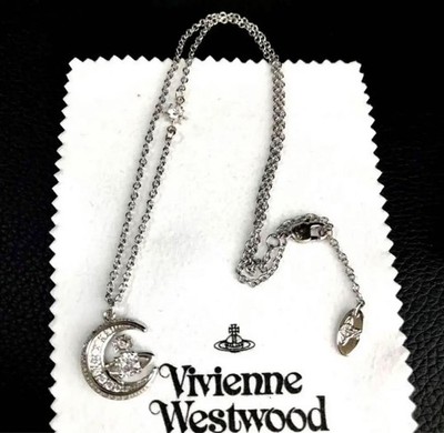 Vivienne Westwood Necklace DORINA MOON Silver Rhinestones IN BOX