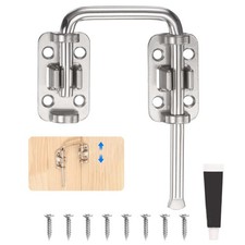 Sliding Door Loop Lock Latch, 2.42 Inch Flexible Latch Hook Lock, Silver