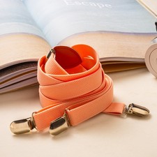 Anti-slip Trouser Braces with Y-shaped Elastic Suspenders Orange Formal Suit