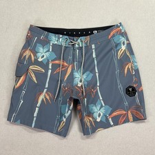 Vissla Board Shorts Mens 32 Blue Floral Tropical Swim Trunks Quick Dry Stretch