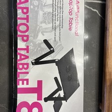 Adjustable Aluminum Laptop Desk Stand Vented Table with Cooling Fan Mouse Pad