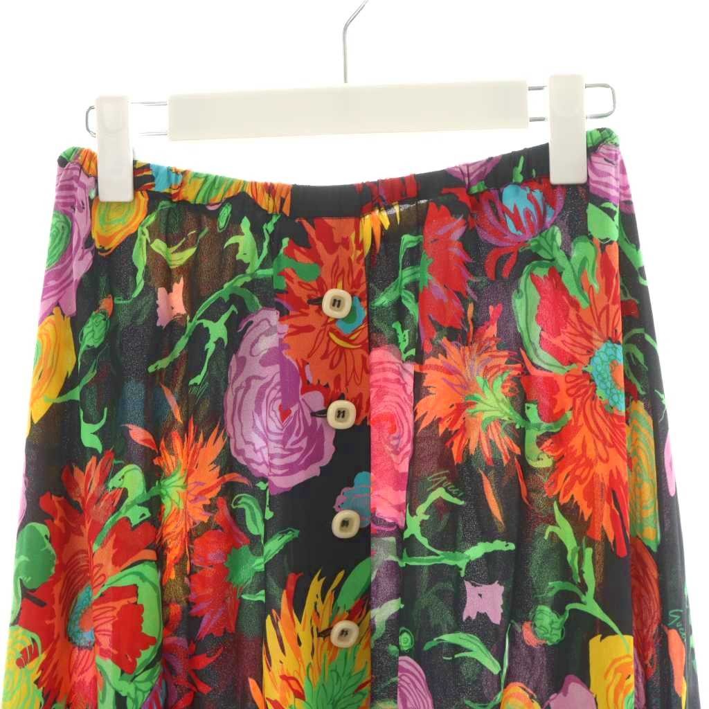 【Skirts】GUCCI Ken Scott Print Viscose Flared Skirt Long Length Floral Lace thumbnail 4