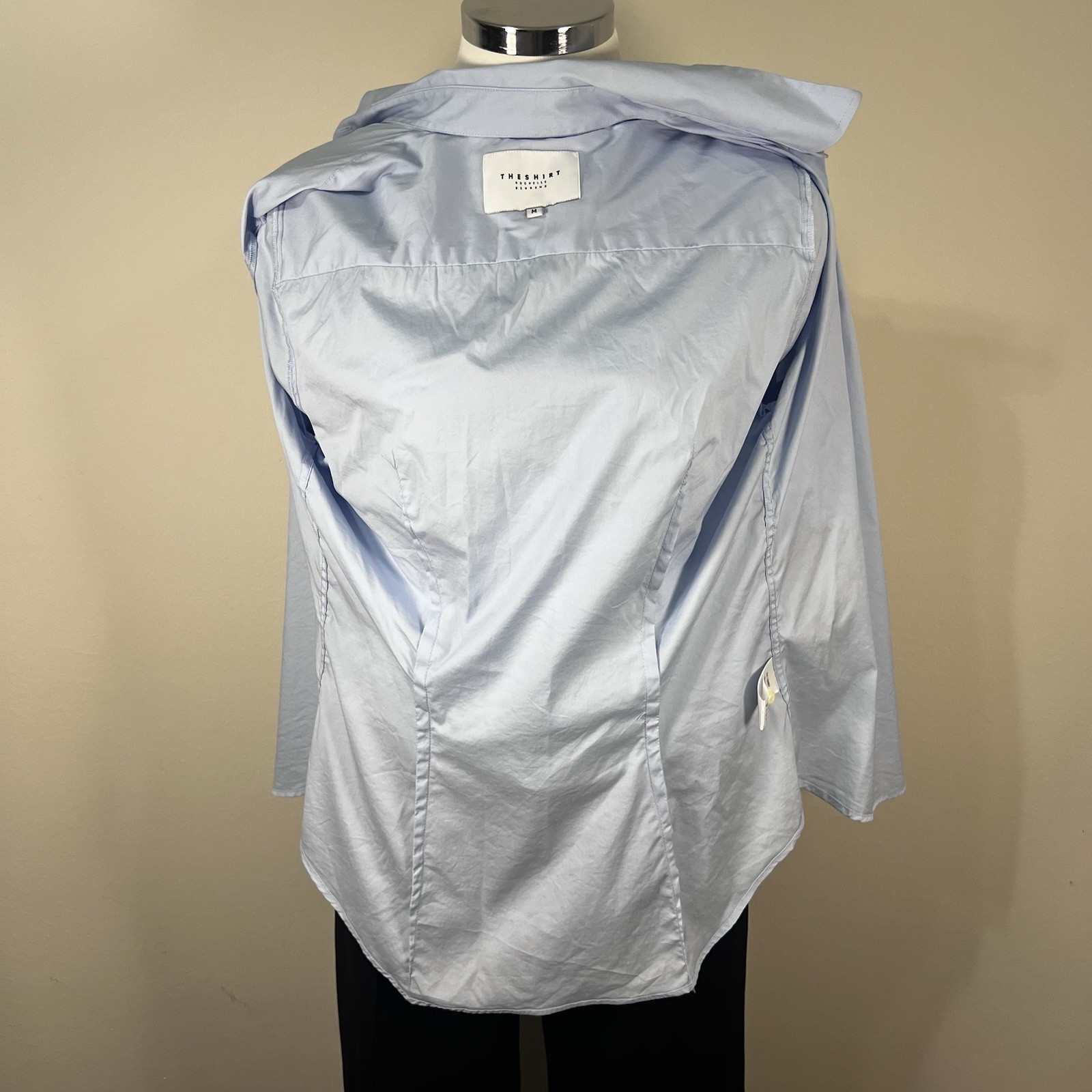 The Shirt by Rochelle Behrens Short Sleeve Light Blue Classic Button Up Size M
