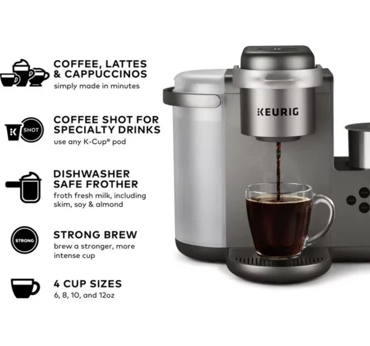 Cafe Barista Best K Cup Coffee Maker With Frother Keurig K-Café