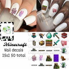 Minecraft Xbox PS5 Waterslide Finger Nail Decals Instructions set of 50 KC Bonus